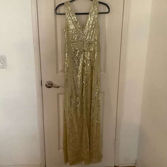 NWOT New Kate Kasin Gold Metallic Formal Gown, Size XS - Picture 6 of 14